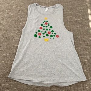Pure barre grey Christmas tree tank top